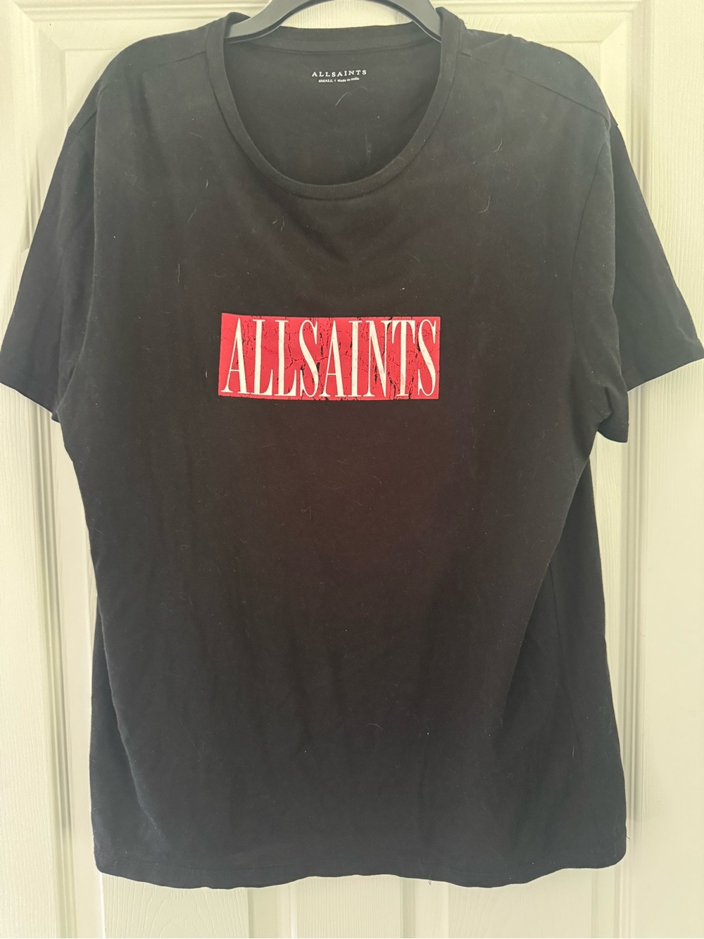ALLSAINTS Black Tee with Red Logo